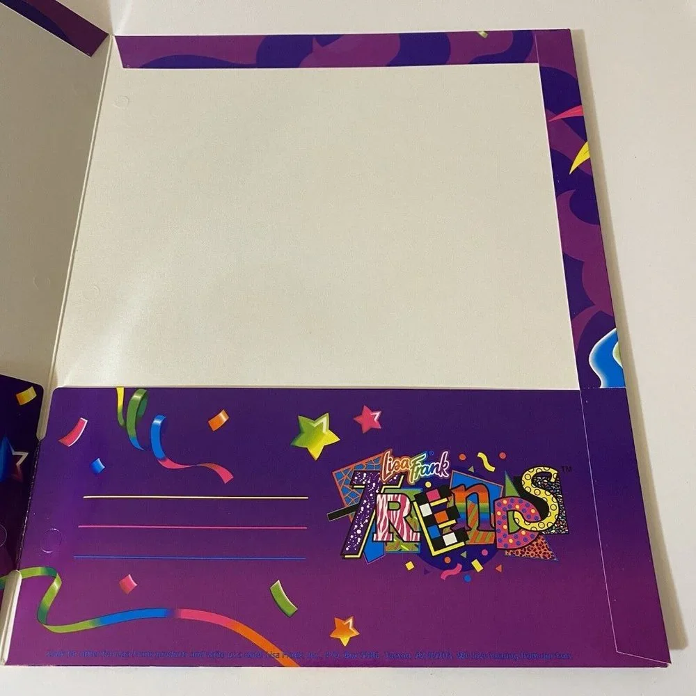 Vintage Lisa Frank Mardi Gras Clown Folder Trends Pocket Portfolio *Unpunched